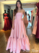 Elegant Pink Strapless Pleats A-Line Popular Maxi Long Party Prom Dresses, FM588