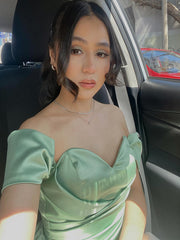 Elegant Green Sweetheart Off Shoulder Mermaid Side Slit Sleeveless Popular Maxi Long Party Prom Dresses, FM625