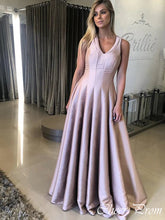 Elegant Purple V-neck A-Line Sleeveless Popular Maxi Long Party Prom Dresses, FM629