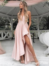 Cute Pink Sweetheart Strapless A-Line Side Slit Popular Maxi Long Party Prom Dresses, FM628