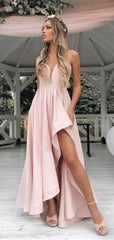 Cute Pink Sweetheart Strapless A-Line Side Slit Popular Maxi Long Party Prom Dresses, FM628