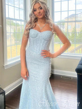 Elegant Blue Mermaid Sweetheart Popular Maxi Long Evening Gowns, Formal, Birthday Party, FM424