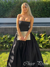 Elegant Black A-Line Strapless Popular Maxi Long Evening Gowns, Formal, Birthday Party, FM429