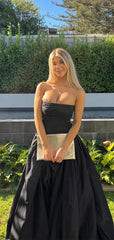 Elegant Black A-Line Strapless Popular Maxi Long Evening Gowns, Formal, Birthday Party, FM429