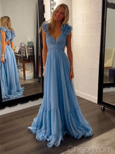 Elegant V-neck A-Line Sleeveless Popular Maxi Long Party Prom Dresses, FM630