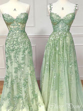 Elegant Green Mermaid A-Line Lace Popular Maxi Long Evening Gowns, Formal, Birthday Party, FM436