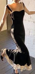 Elegant Black Mermaid Popular Maxi Long Evening Gowns, Formal, Birthday Party, FM440