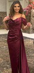 Charming Mermaid Cowl Off-shoulder Spaghetti Straps Long Evening Gowns, Formal Evening Gowns, Birthday Party, FM402
