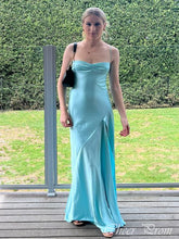 Elegant Baby Blue Mermaid Spaghetti Strap Popular Maxi Long Evening Gowns, Formal, Birthday Party, FM478