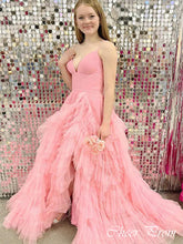 Elegant Pink A-Line Sweetheart Side Slit Popular Maxi Long Party Prom Dresses,Evening Dress Online, FM521
