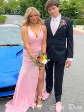 Cute Pink Spaghetti Strap Mermaid Side Slit Popular Maxi Long Party Prom Dresses,Evening Dress Online, FM532