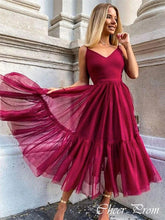 Elegant Red Spaghetti Strap A-line Popular Maxi Long Party Prom Dresses,Evening Dress Online, FM535