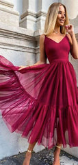 Elegant Red Spaghetti Strap A-line Popular Maxi Long Party Prom Dresses,Evening Dress Online, FM535