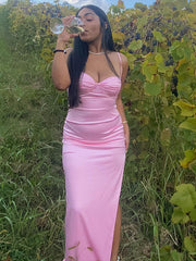 Elegant Pink Spaghetti Strap Mermaid Popular Maxi Long Party Prom Dresses,Evening Dress Online, FM538