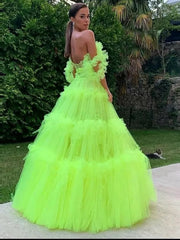 Elegant Lime Green Off Shoulder A-Line Popular Maxi Long Party Prom Dresses,Evening Dress Online, FM548