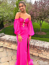 Elegant Pink Off Shoulder Mermaid Side Slit Popular Maxi Long Party Prom Dresses,Evening Dress Online, FM547