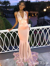 Elegant Pink V-Neck Mermaid Popular Maxi Long Party Prom Dresses,Evening Dress Online, FM552