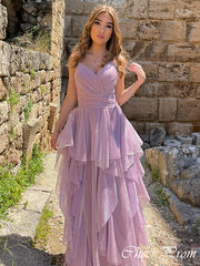Elegant Purple Spaghetti Strap A-Line Popular Maxi Long Party Prom Dresses,Evening Dress Online, FM563