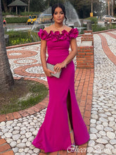 Elegant Pink Off Shoulder Mermaid Side Slit Popular Maxi Long Party Prom Dresses,Evening Dress Online, FM567