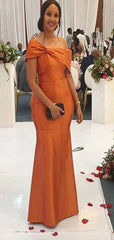 Elegant Burnt Orange Mermaid Sleeveless Cheap Popular Long Wedding Party Bridesmaid Dresses Online, CP314