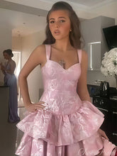 Cute Pink Spaghetti Strap A-Line Short Satin Homecoming Dresses For Party,CPH313