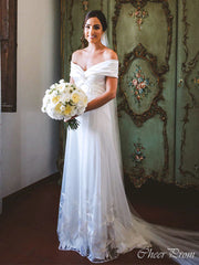 Elegant Off Shoulder Sweetheart Sleeveless Lace Popular Long Bridal Dress, Wedding Dresses, CPD188