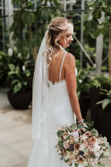 Elegant Spaghetti Straps V Neck Applique Popular Bridal Long Wedding Dresses, CPD022