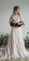 Elegant Jewel Lace With Trailing Applique Popular Bridal Long Wedding Dresses, CPD023