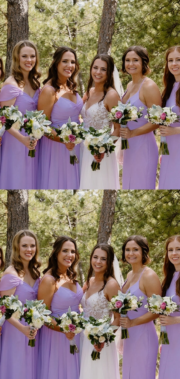 Elegant Purple A-Line Different Type Sleeveless Dresses for Maid of Honor, Bridesmaid Dresses, CP371