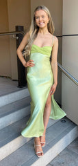 Cute Spaghetti Strap Mermaid Sleeveless Popular Maxi Long Party Prom Dresses, FM632