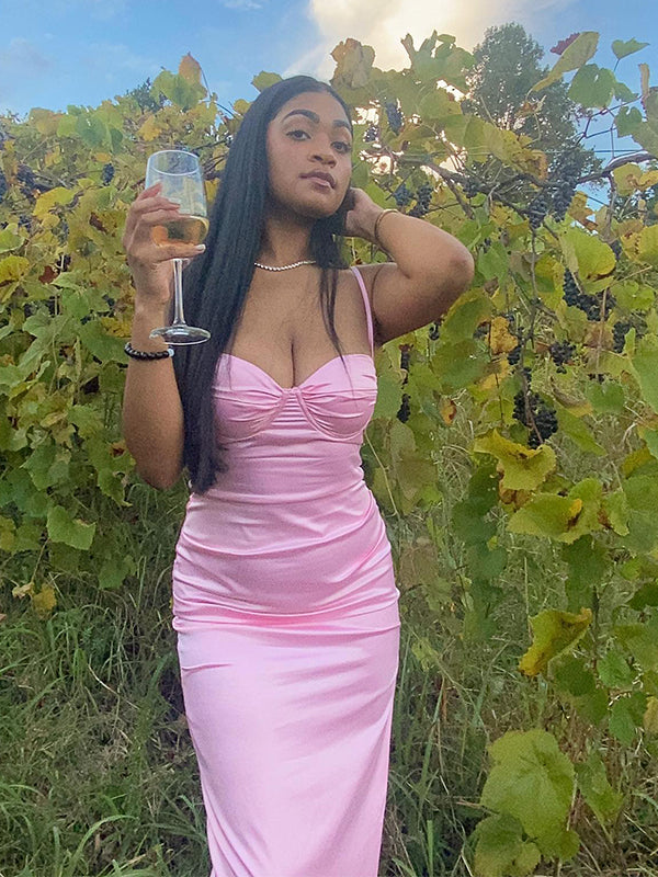 Elegant Pink Spaghetti Strap Mermaid&nbsp;Popular Maxi Long Party Prom Dresses,Evening Dress Online, FM538