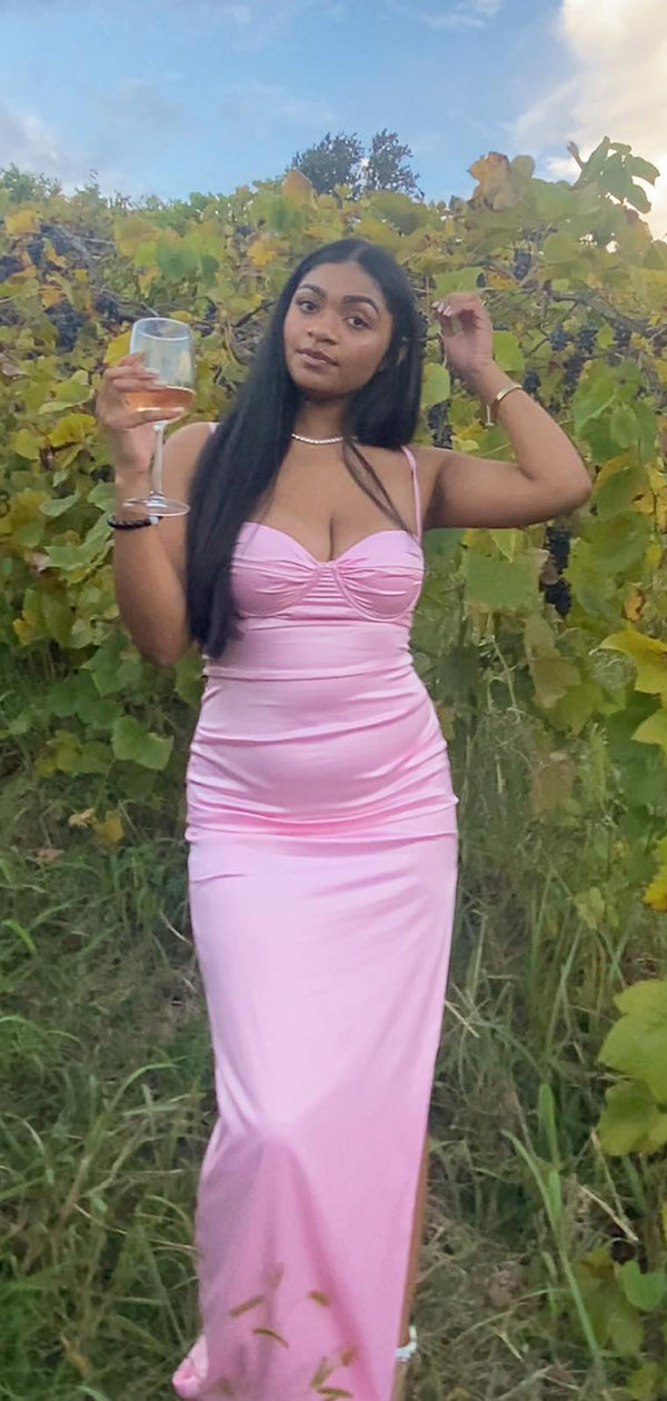 Elegant Pink Spaghetti Strap Mermaid&nbsp;Popular Maxi Long Party Prom Dresses,Evening Dress Online, FM538