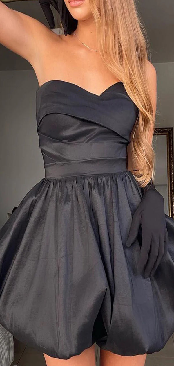 Cute Black Sweetheart Ball Gown Sleeveless Popular Short Homecoming Prom Dress, CPH302