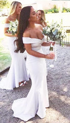 Elegant Mermaid Off Shoulder V Neck Cheap Long Bridesmaid Dresses Online,CP25