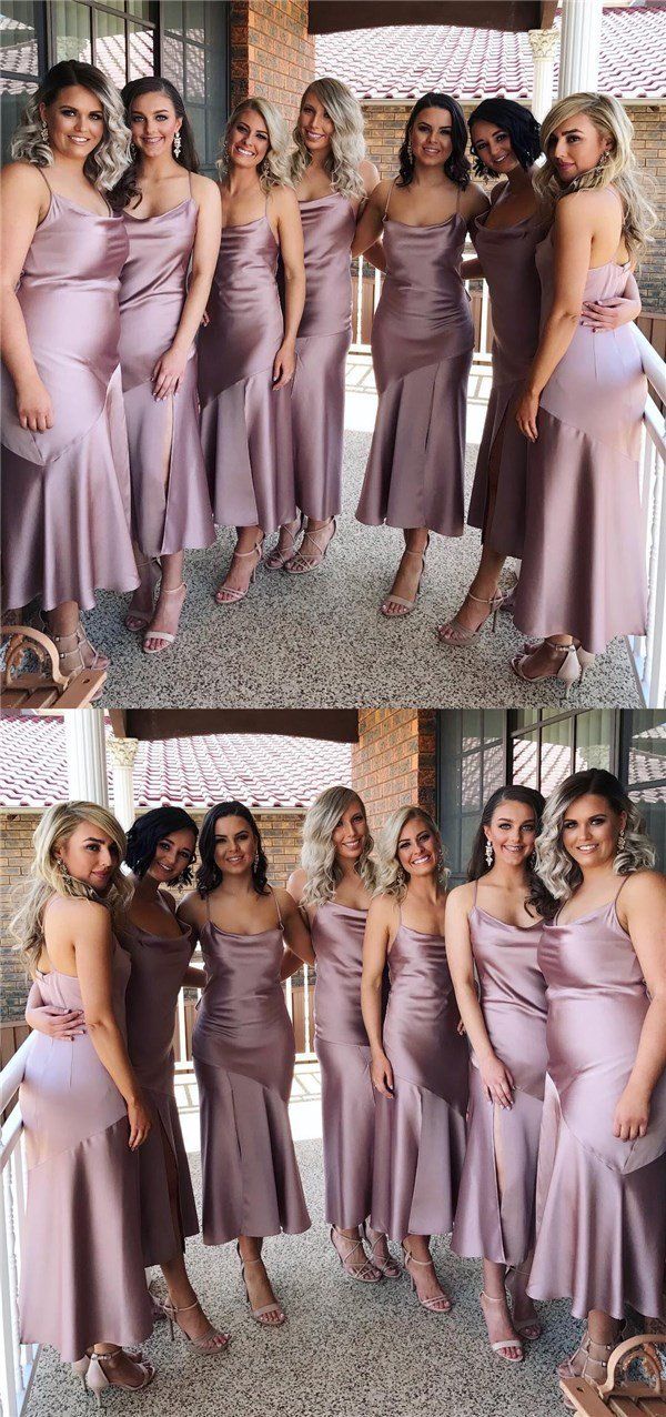 Charming Mermaid Spaghetti Straps Sleeveless Cheap Popular Long Wedding Party Bridesmaid Dresses Online, CP289