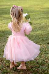Cute Cap Shoulder Knee Length Tulle Cheap Flower Girl Dresses, CPF44