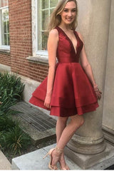 Elegant Straps V Neck Sleeveless Popular Short Homecoming Prom Dress, CPH131