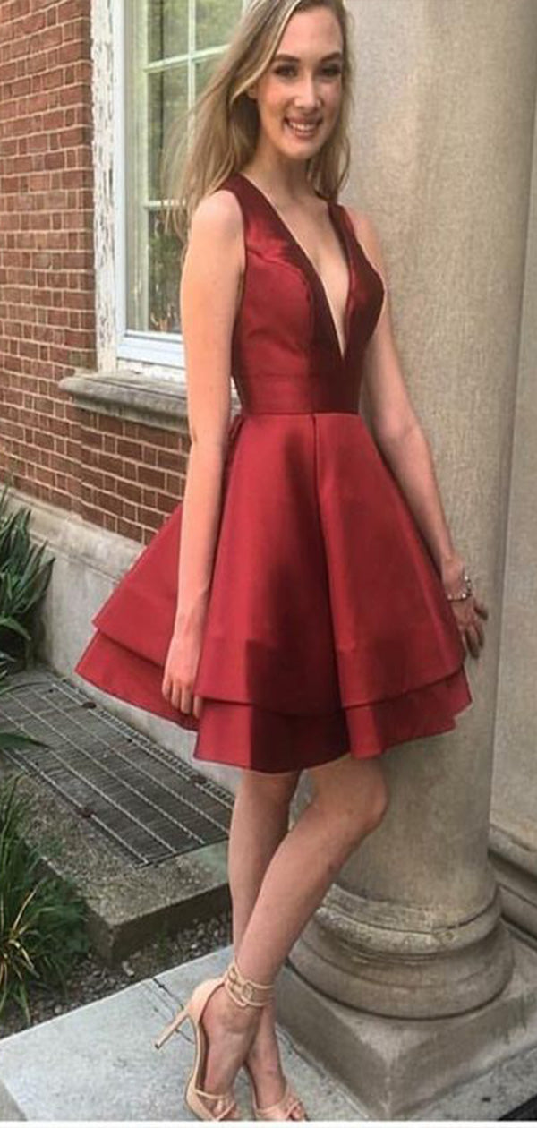Elegant Straps V Neck Sleeveless Popular Short Homecoming Prom Dress, CPH131