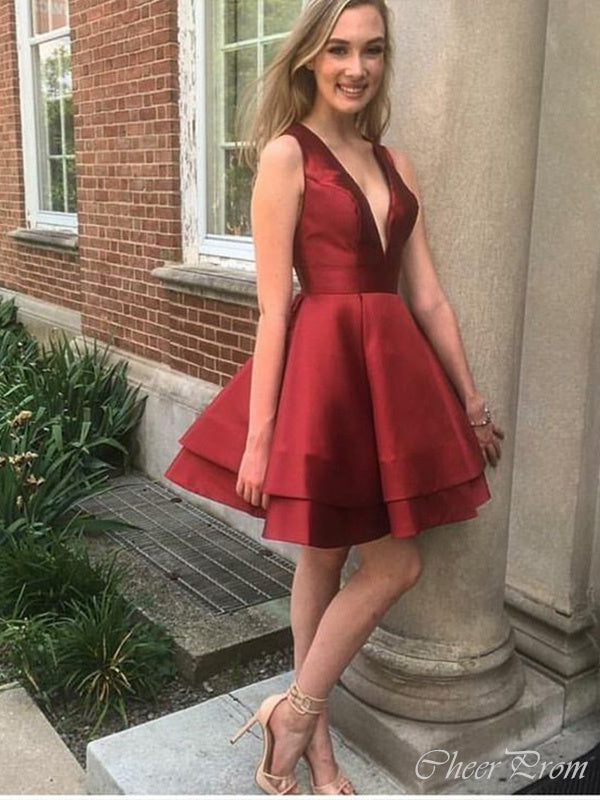 Elegant Straps V Neck Sleeveless Popular Short Homecoming Prom Dress, CPH131