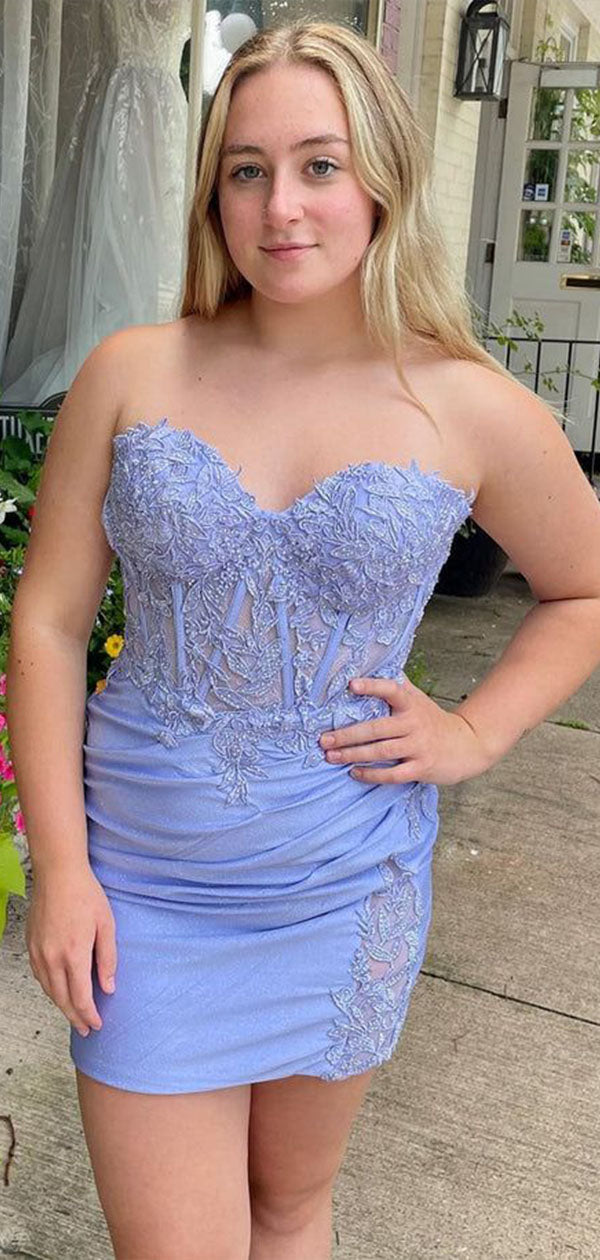 Charming Lilac Sweetheart Sleeveless Lace Popular Short Homecoming Prom Dress, CPH165