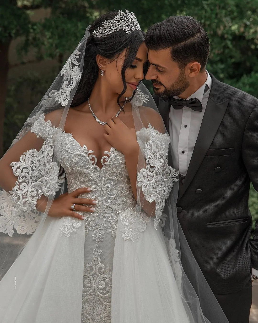 Elegant Off Shoulder V Neck Lace Applique Popular Bridal Long Wedding Dresses, CPD013