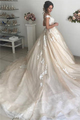 Elegant Spaghetti Straps V Neck With Train Lace Applique Popular Bridal Long Wedding Dresses, CPD017