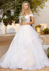 Elegant Off Shoulder V Neck Applique Popular Long Bridal Dress, Wedding Dresses, CPD033